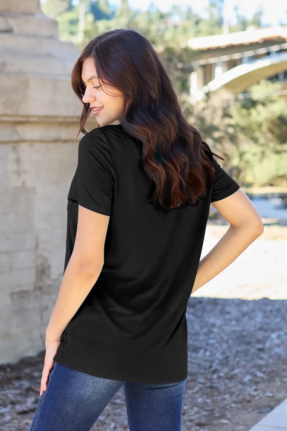 Basic Bae Bamboo Full Size V - Neck Short Sleeve T-Shirt – Black by Simply Love