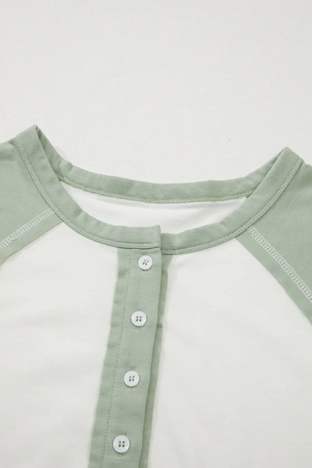 Color Block Raglan Short Sleeve Half Buttons High Low T Shirt – Sage by Simply Love