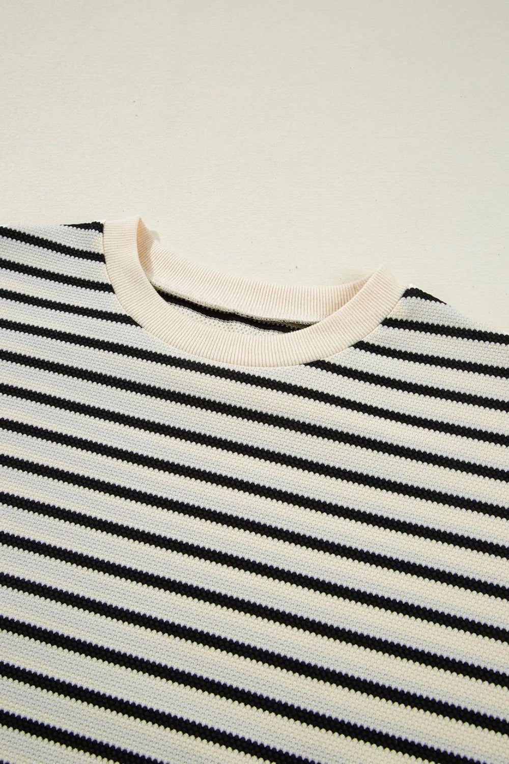 Striped Round Neck Ruffle Sleeve Blouse – Black by Simply Love
