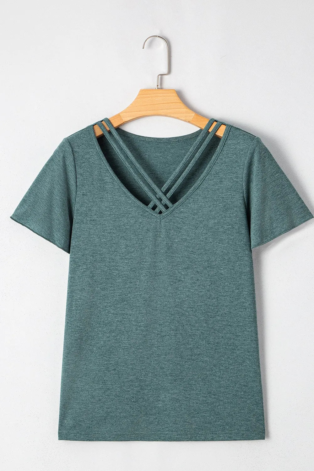 V - Neck Short Sleeve T-Shirt – Turquoise by Simply Love