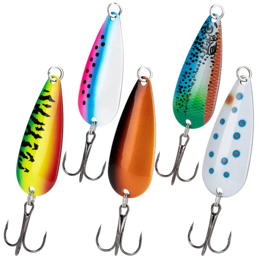 THKFISH 5PCS Fishing Spoons – 1/5oz Metal Lures for Trout & Bass | Flash & Vibration Bait Set – 1/5oz - 5pcs Fishing Gear by SbrTnHomes