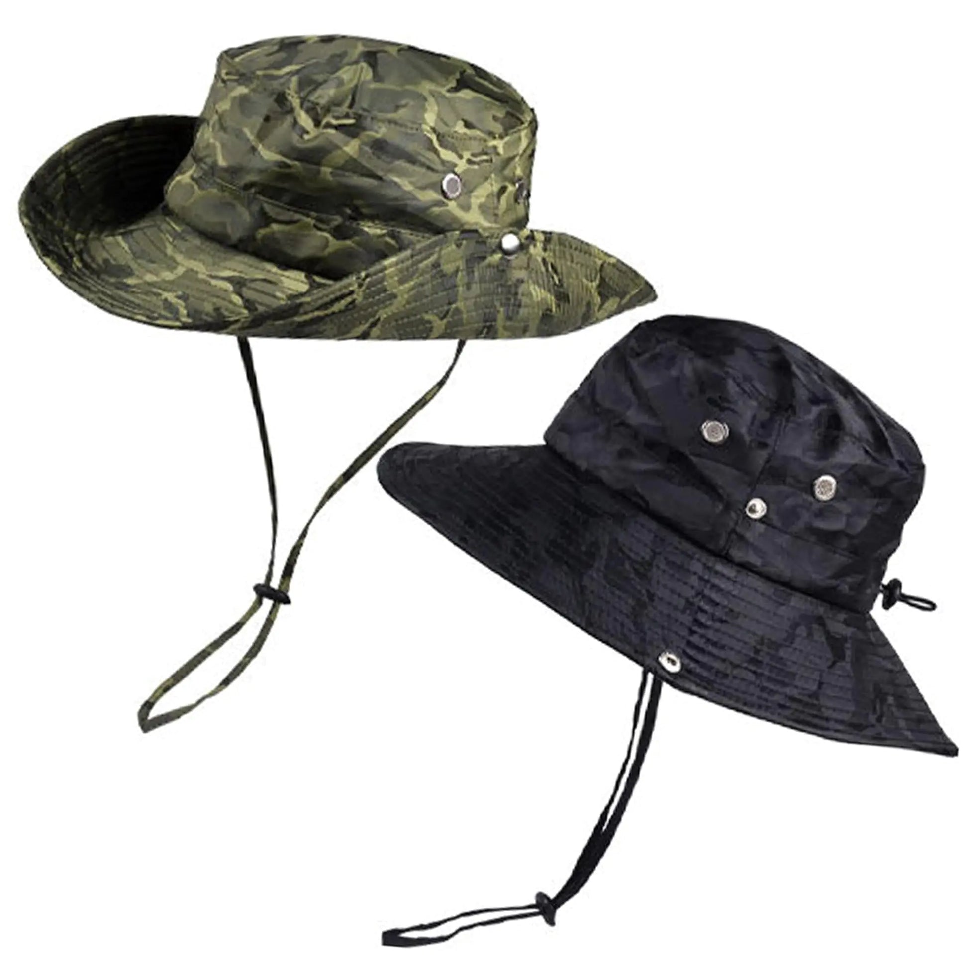 2pcs Outdoor Fishing Sun Hat – UPF 50+ Wide Brim Bucket Hats for Men & Women | Gone Fishing – Camouflage Black+camouflage Green Apparel by SbrTnHomes