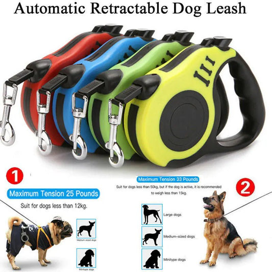 Automatic Retractable Dog Leash – Tangle - Free Control in 3m or 5m | Lightweight, Durable & Colorful – yellow Pet by SbrTnHomes
