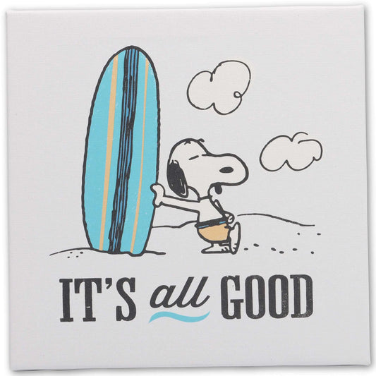 Peanuts - Snoopy - Its - All - Good - Surfer - Gallery - Wrapped - Canvas - Wall - Decor - Fun - Surfing - Snoopy - Wall - Art - For - Home | Shop Sbrtn Homes – White/Blue Wall Art by SbrTnHomes