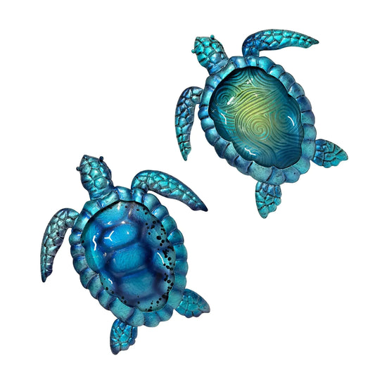 Liffy - Metal - Turtle - Wall - Art - Decor - Ocean - Wall - Hanging - Coastal - Wall - Sculptures - Beach - Theme - Wall - Decoration - For - Indoor - Outdoor - Bathroom - Beach - Garden - Pool - 10 - 2 - Pcs | Shop Sbrtn Homes – Blue&Green Wall Art by SbrTnHomes