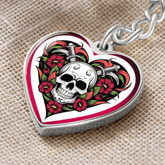 Skull & Dagger Heart Key Chain – Fierce Love Symbol | Gothic Romance Jewelry – Graphic Heart Keychain (Silver) Accessories by ShineOn Fulfillment