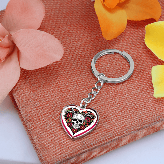 Skull & Dagger Heart Key Chain – Fierce Love Symbol | Gothic Romance Jewelry – Graphic Heart Keychain (Silver) Accessories by ShineOn Fulfillment