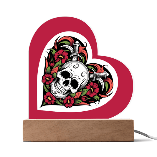 Skull & Dagger Heart – Light up | Acrylic Heart Plaque – Corded LED Base Miscellaneous by ShineOn Fulfillment