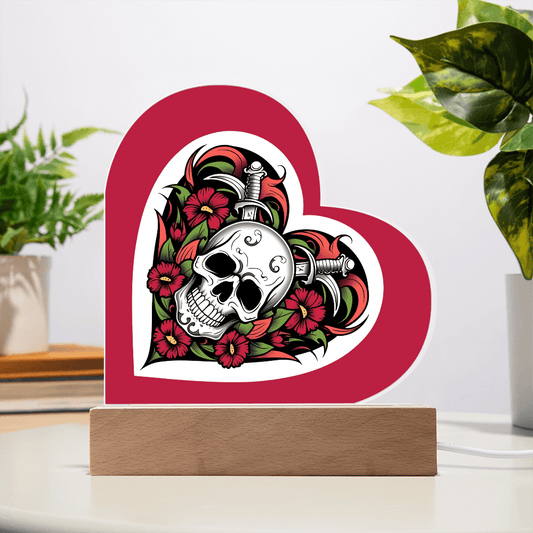 Skull & Dagger Heart – Light up | Acrylic Heart Plaque – Corded LED Base Miscellaneous by ShineOn Fulfillment