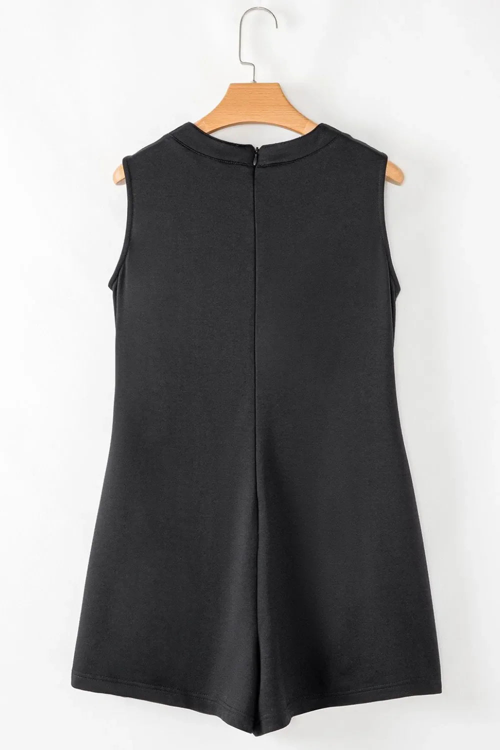Tie V Neck Pintuck Sleeveless Loose Romper – Black by Simply Love
