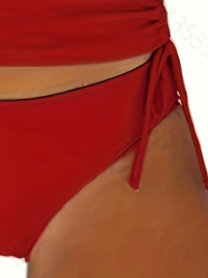 Women's USA Flag Halterneck Swimsuit – Bold, Elegant Two-Piece Set | Summer Swimwear