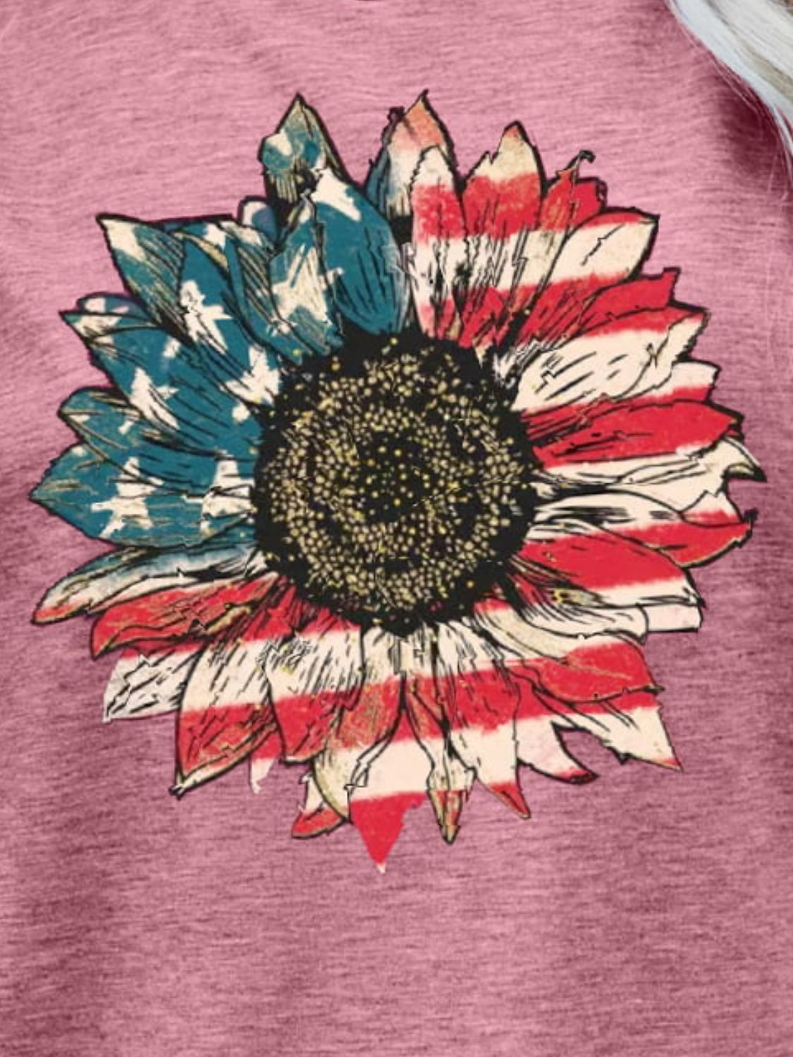 US Flag Flower Graphic Tee – Dusty Pink by Simply Love