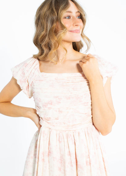 Brienna Ruched Bodice Cap Sleeve Midi Dress