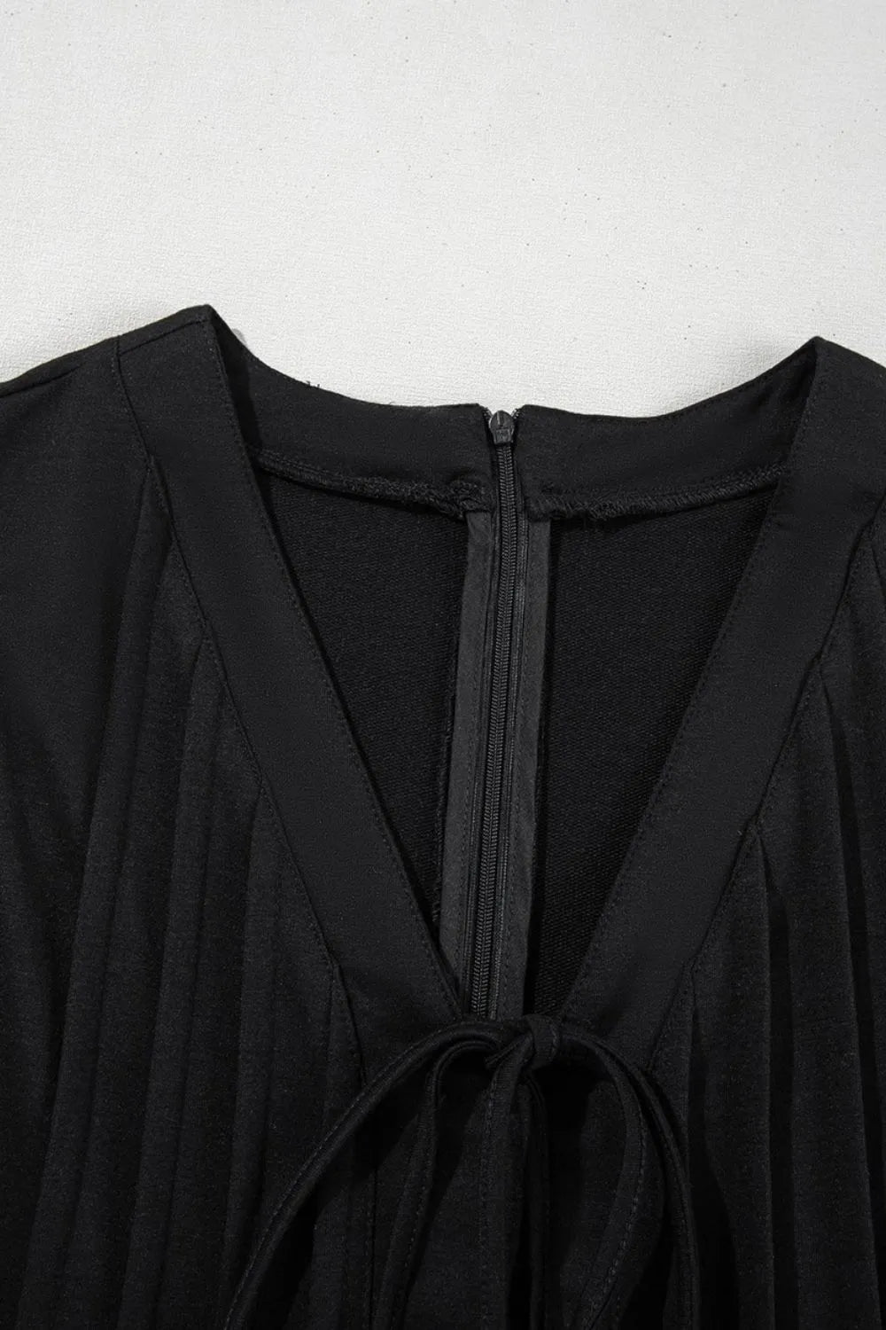 Tie V Neck Pintuck Sleeveless Loose Romper – Black by Simply Love
