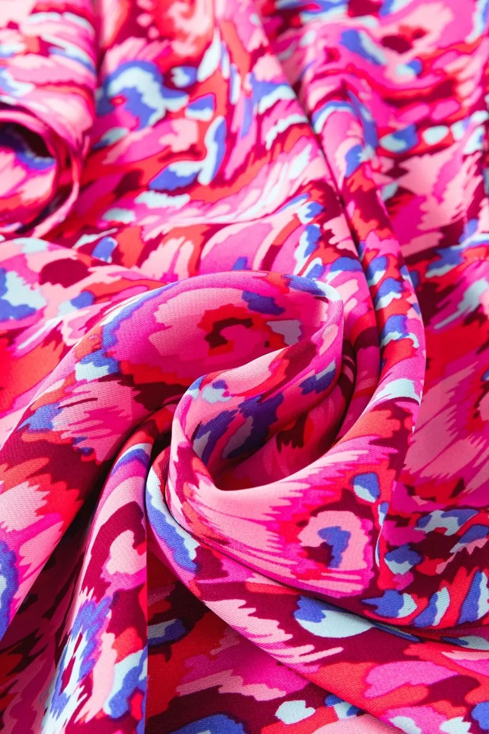 Abstract Print V Neck Half Sleeve Loose Fit Blouse – Fuchsia Pink by Simply Love