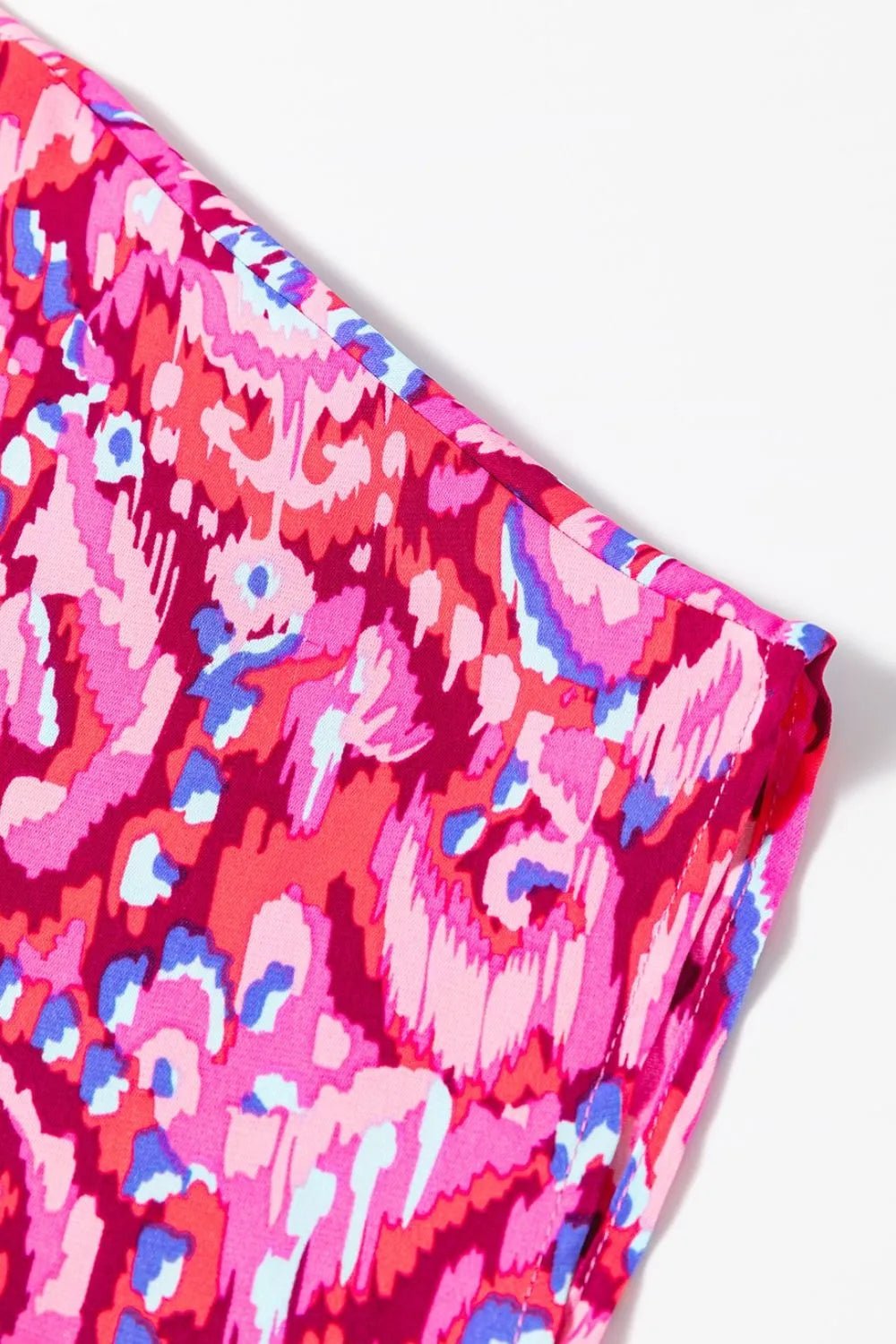 Abstract Print V Neck Half Sleeve Loose Fit Blouse – Fuchsia Pink by Simply Love