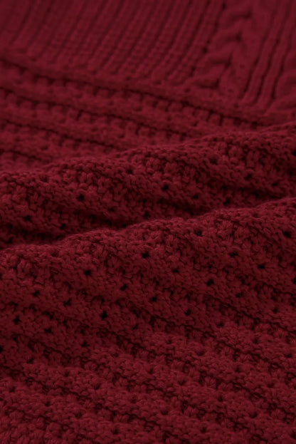 Cable Knit Pointelle Slim Fit V Neck Sweater Vest – Burgundy by Simply Love
