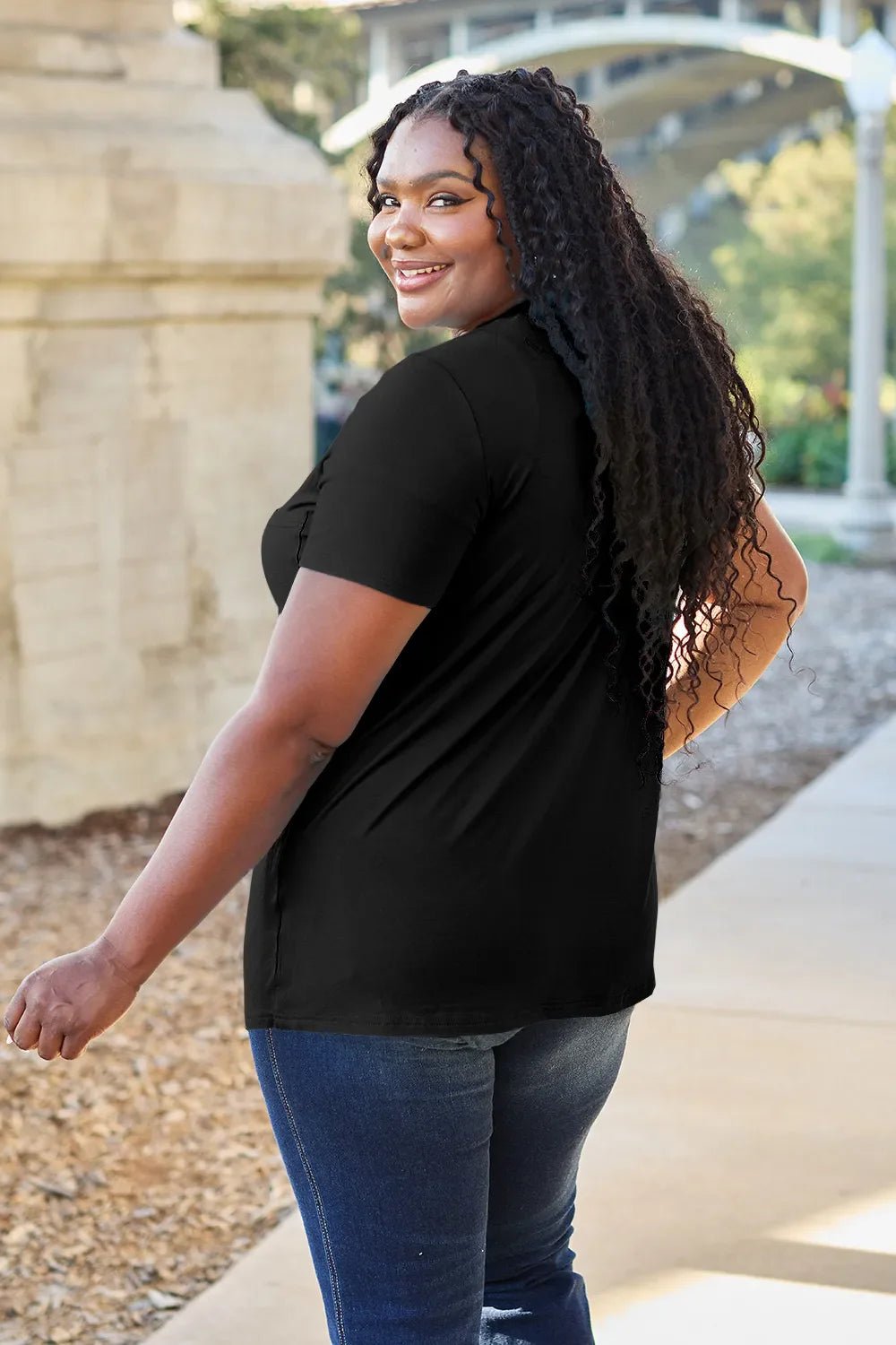 Basic Bae Bamboo Full Size V - Neck Short Sleeve T-Shirt – Black by Simply Love