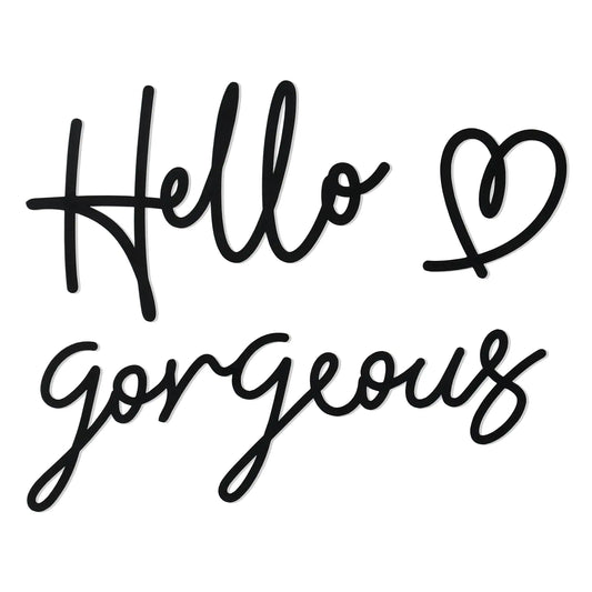 Bnesi - Hello - Gorgeous - Heart - Sign - Wall - Decor - Black - Metal - Wall - Decor - Modern - Hello - Gorgeous - Elegant - Metal - Wall - Art - Decor - For - Bathroom - Bedroom - Lash - Room - Black - Large | Shop Sbrtn Homes – Black decor by SbrTnHomes
