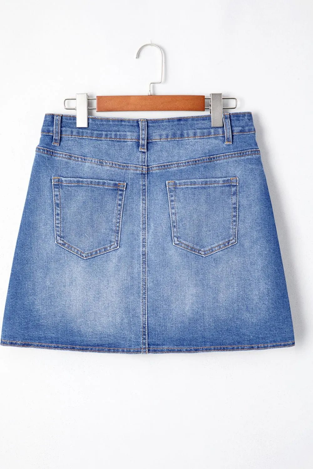 Wrapped Crossed Waist Denim Mini Skirt – Medium by Simply Love
