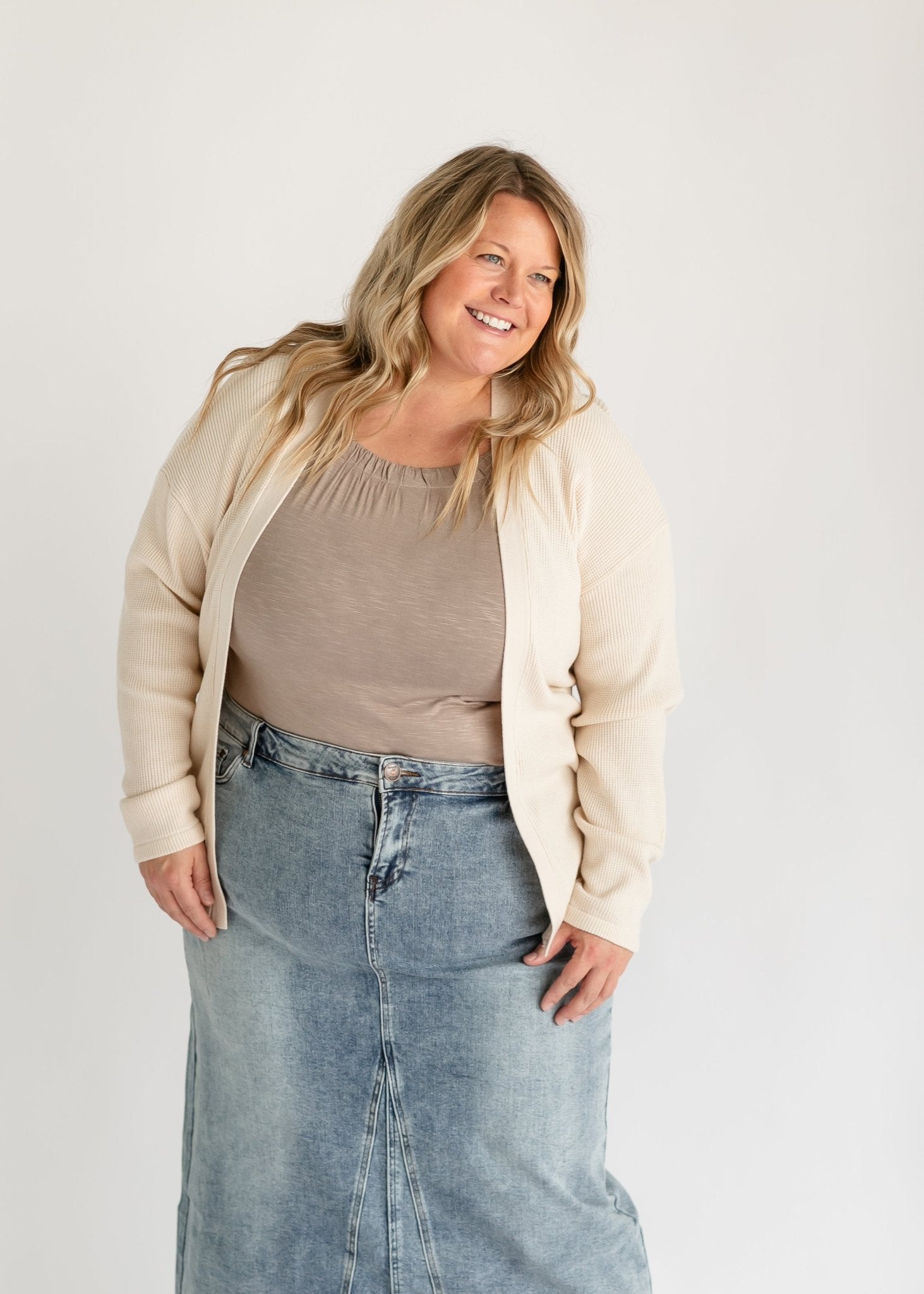 Essential Waffle Knit Cardigan - FINAL SALE – Slate Blue IC Tops by Inherit Co.