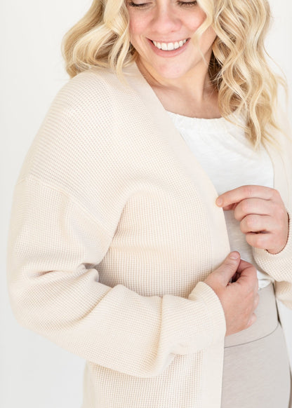 Essential Waffle Knit Cardigan - FINAL SALE – Light Olive IC Tops by Inherit Co.