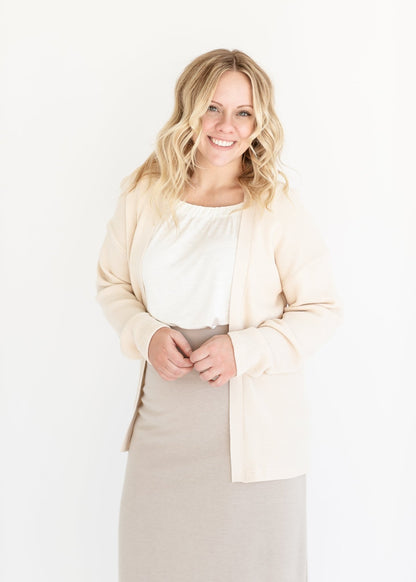 Essential Waffle Knit Cardigan - FINAL SALE – Cream IC Tops by Inherit Co.