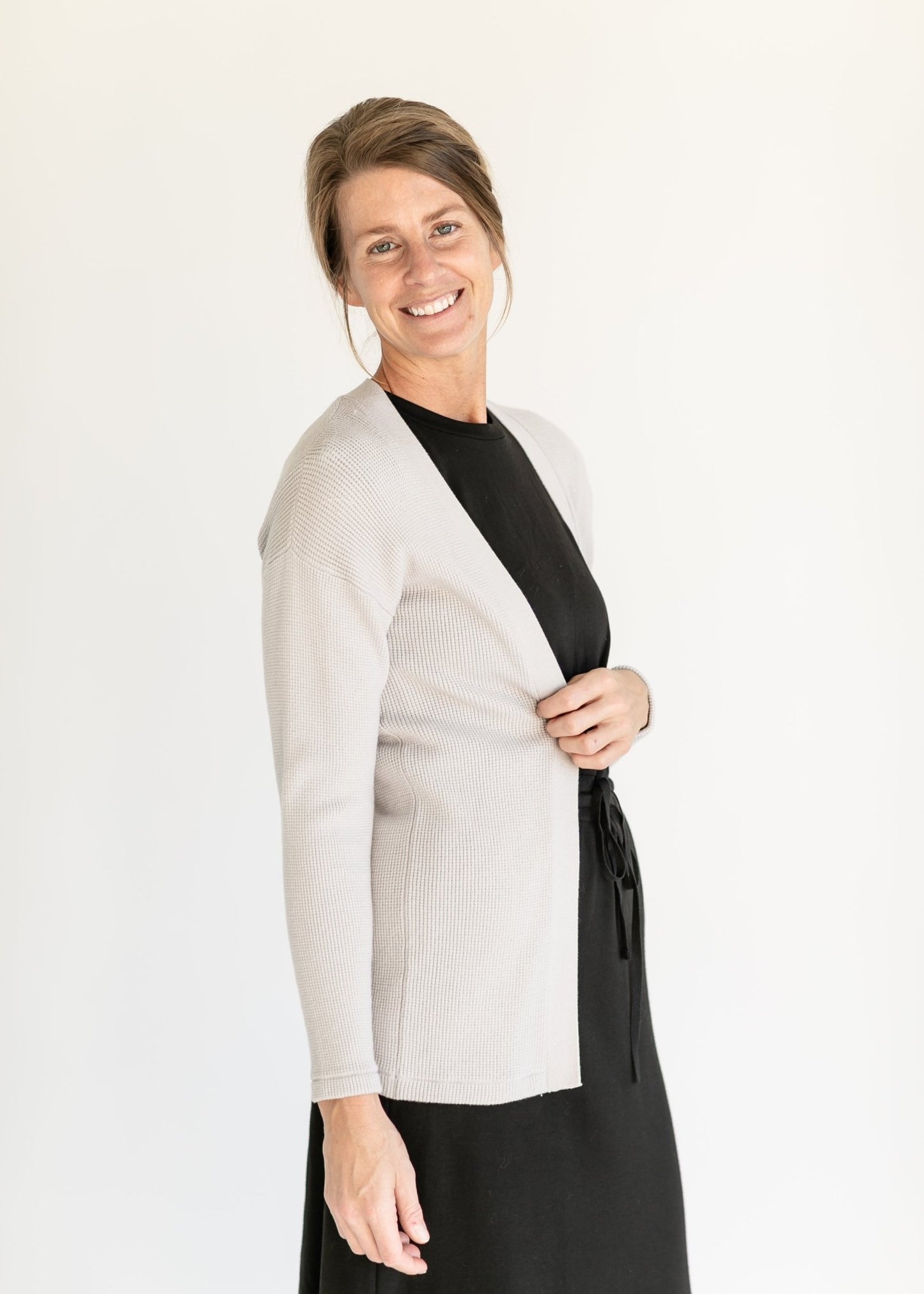 Essential Waffle Knit Cardigan - FINAL SALE – Light Gray IC Tops by Inherit Co.