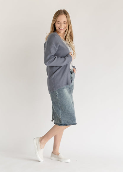 Essential Waffle Knit Cardigan - FINAL SALE – Slate Blue IC Tops by Inherit Co.