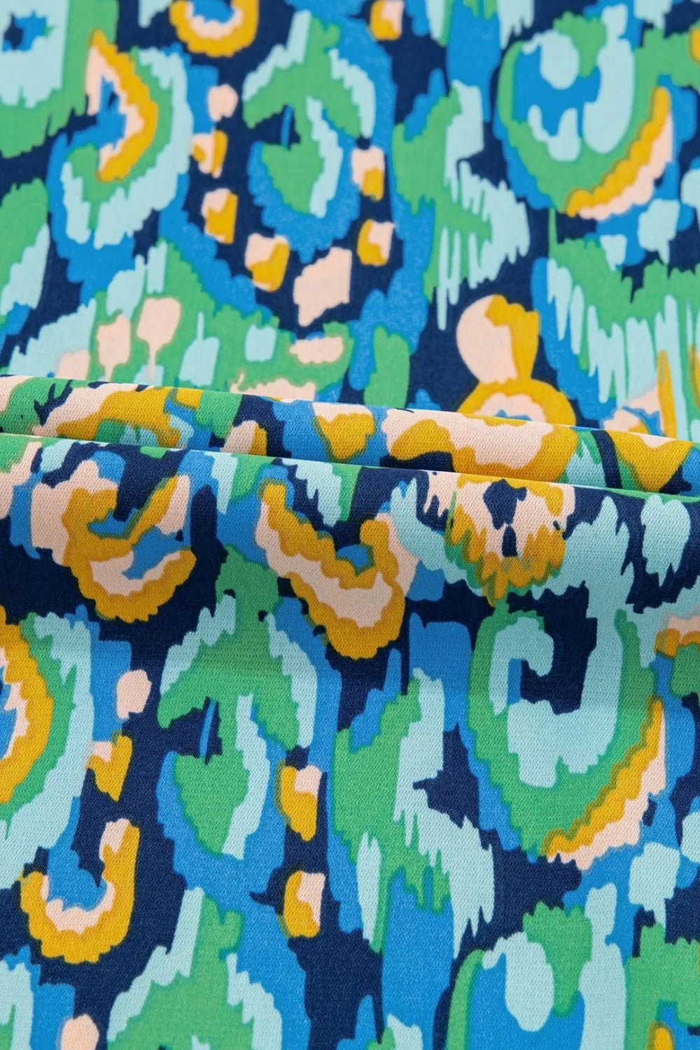 Abstract Print V Neck Half Sleeve Loose Fit Blouse – Turquoise by Simply Love