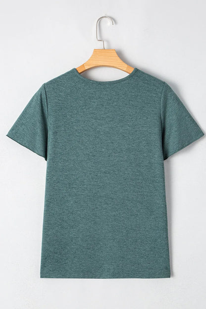 V - Neck Short Sleeve T-Shirt – Turquoise by Simply Love