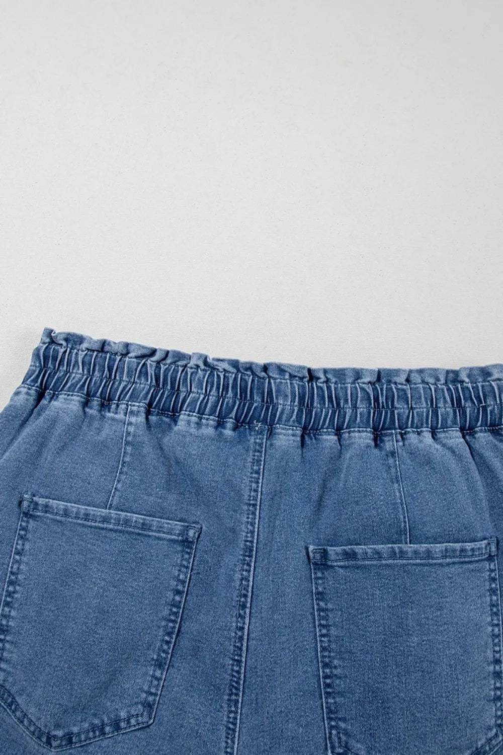 Drawstring High Waist Denim Shorts with Pockets – Medium by Simply Love