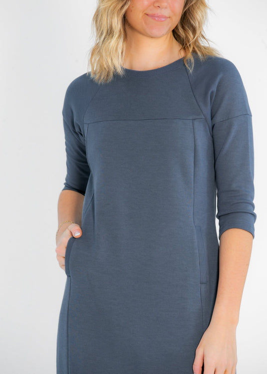 Liv 3/4 Sleeve Sweatshirt Midi Dress