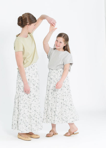 Lynn Tiered Peasant Maxi Skirt Purple Floral – XS IC Skirts by Inherit Co.