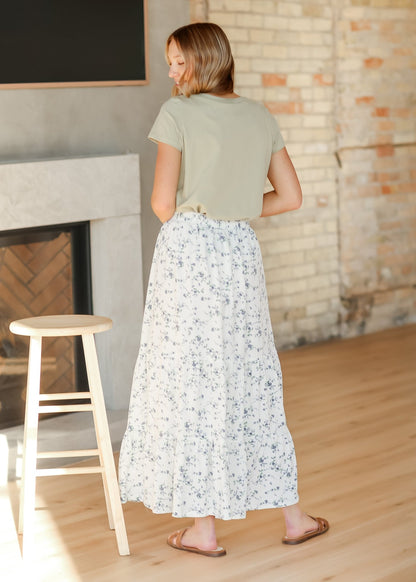 Lynn Tiered Peasant Maxi Skirt Purple Floral – XS IC Skirts by Inherit Co.