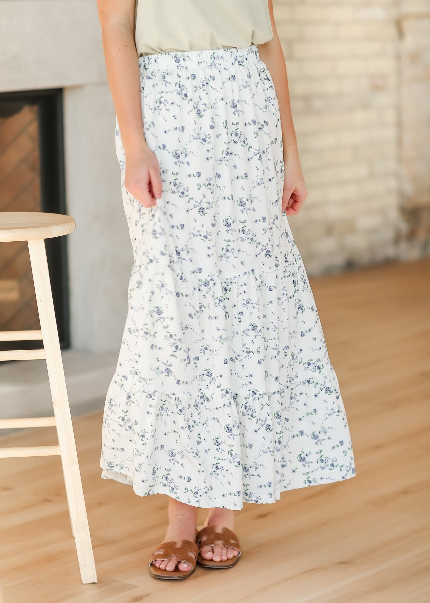 Lynn Tiered Peasant Maxi Skirt Purple Floral – XS IC Skirts by Inherit Co.
