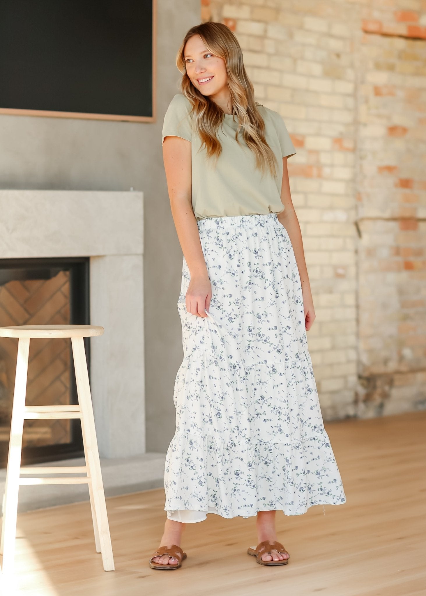 Lynn Tiered Peasant Maxi Skirt Purple Floral – XS IC Skirts by Inherit Co.