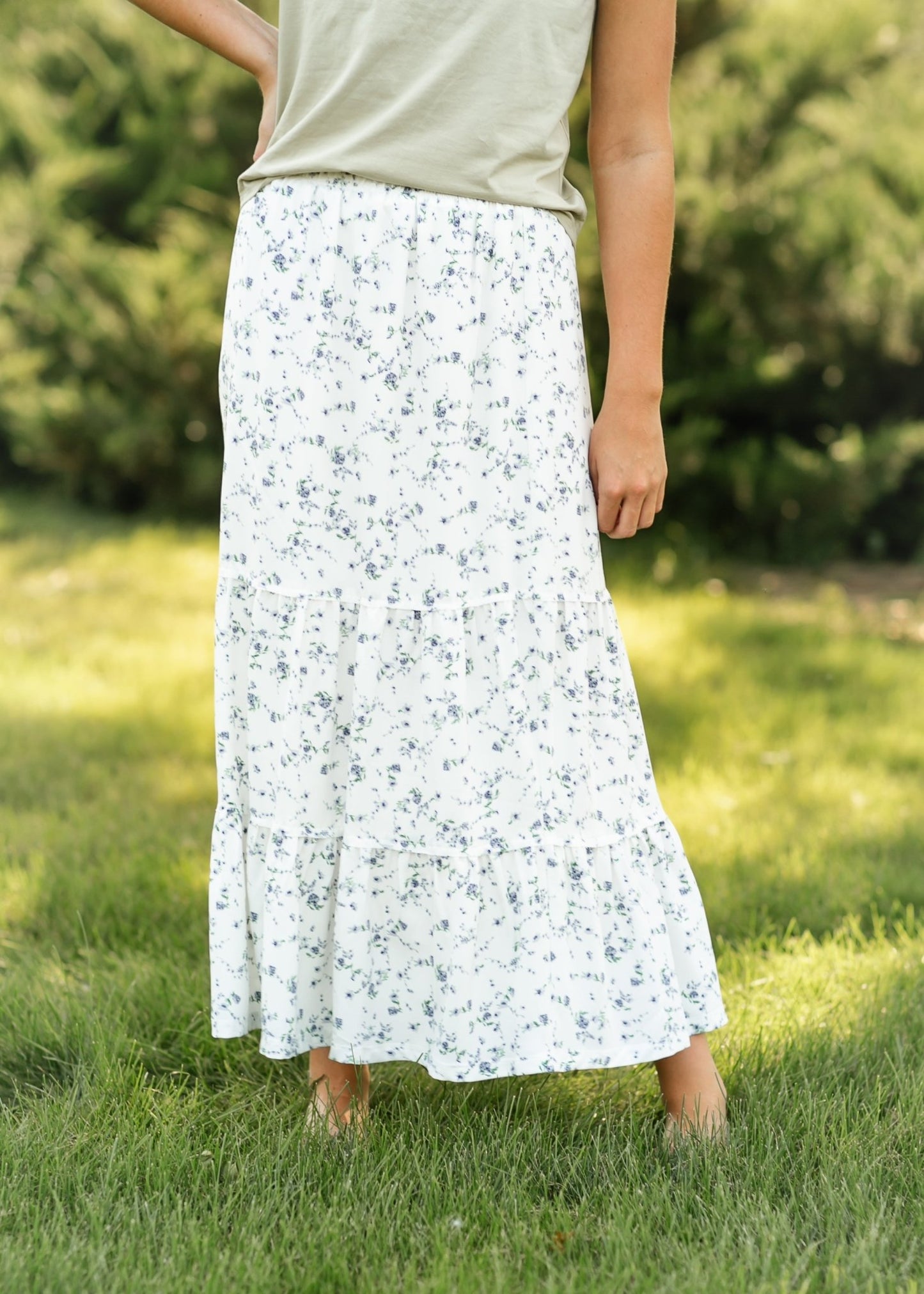 Lynn Tiered Peasant Maxi Skirt Purple Floral – XS IC Skirts by Inherit Co.