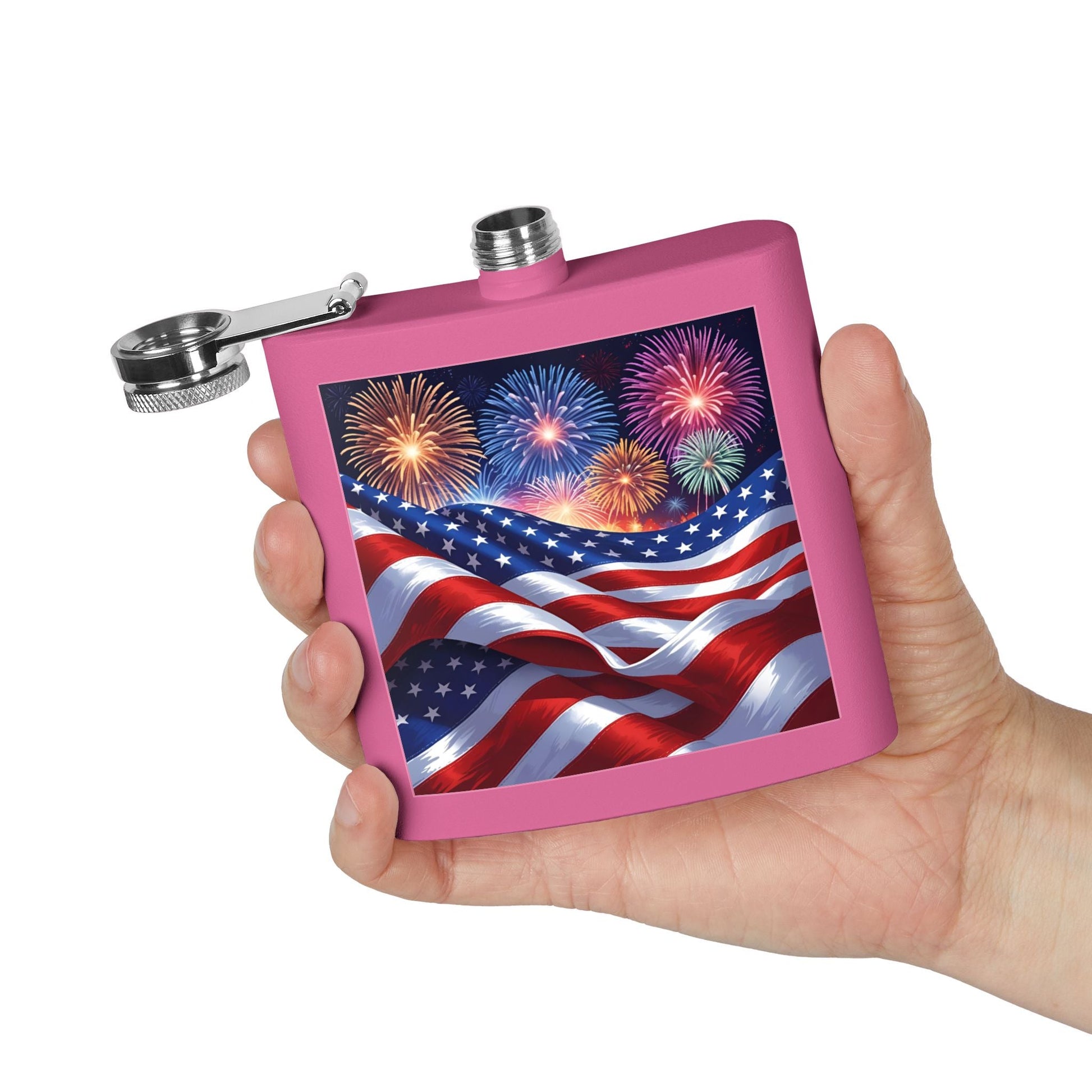 Patriotic 6oz Stainless Steel Flask – American Flag Design, Great for 4th of July, Tailgating, or Military Tribute