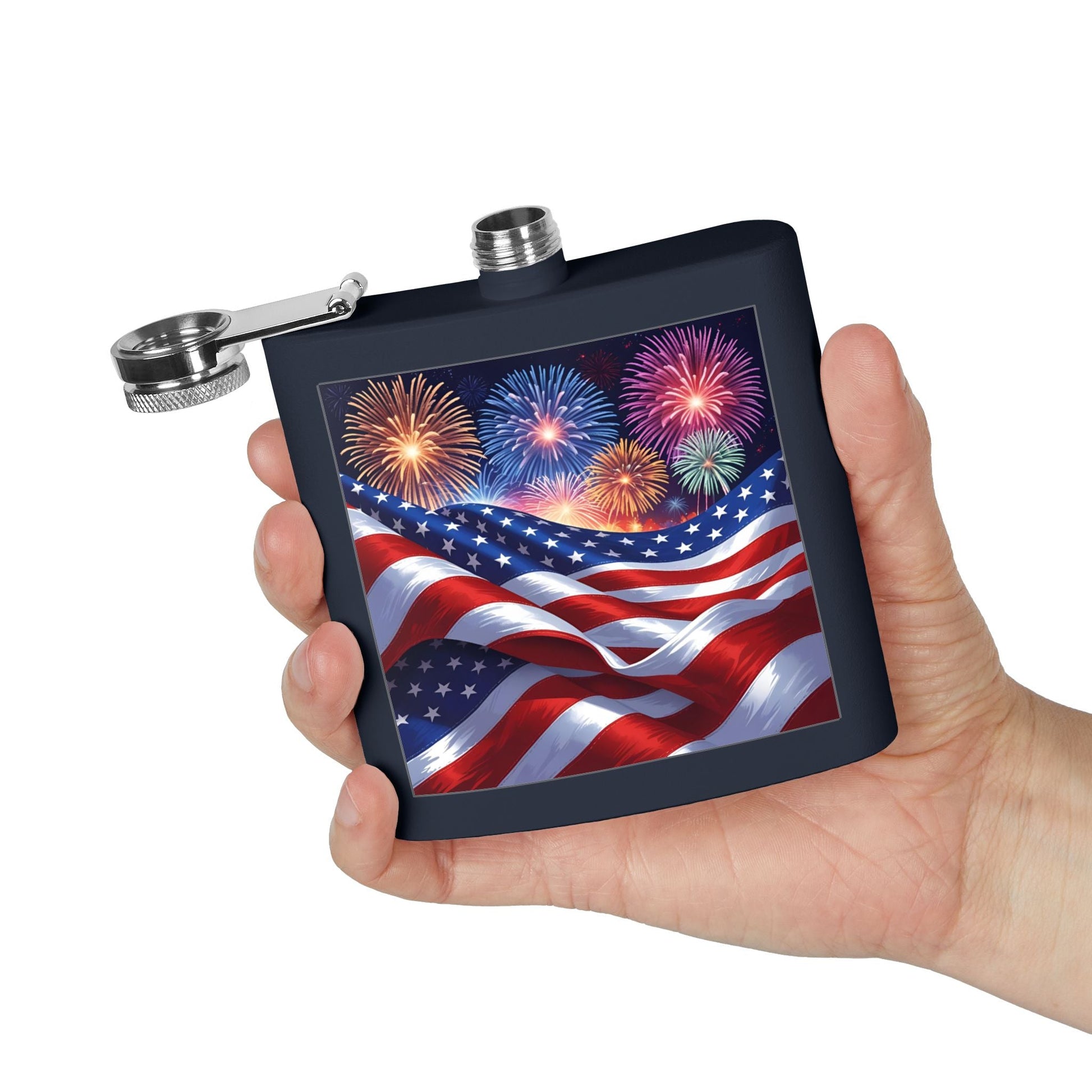 Patriotic 6oz Stainless Steel Flask – American Flag Design, Great for 4th of July, Tailgating, or Military Tribute