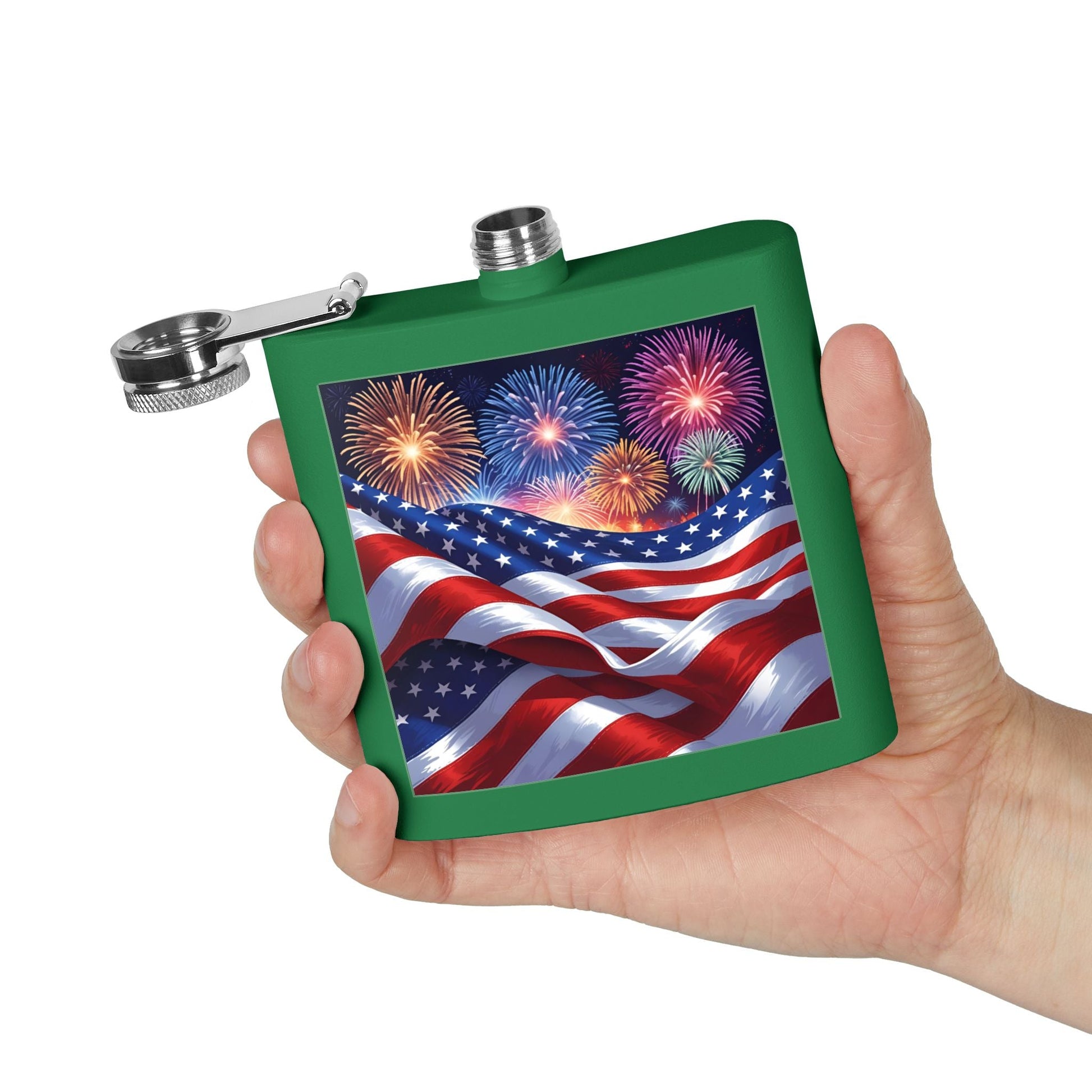 Patriotic 6oz Stainless Steel Flask – American Flag Design, Great for 4th of July, Tailgating, or Military Tribute
