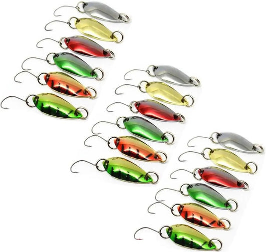 LEZUAN 18PCS Trout Spoon Lures – 1.2in 1/9oz Ultra - Light Metal Spinners | Single Hook Set – 18pcs by SbrTnHomes
