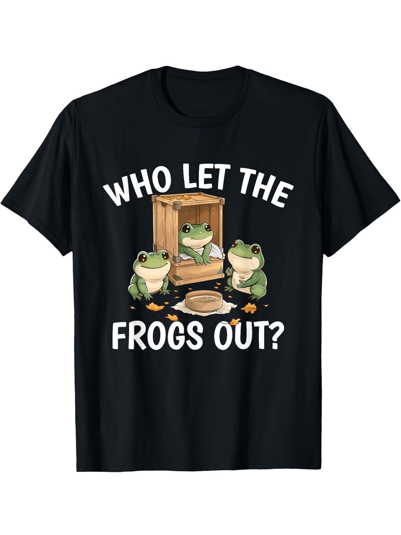 Retro Frog Escape T-Shirt – Funny Costume Tee for Frog Lovers | Halloween & Holiday Gift – Black Mens Top by SbrTnHomes