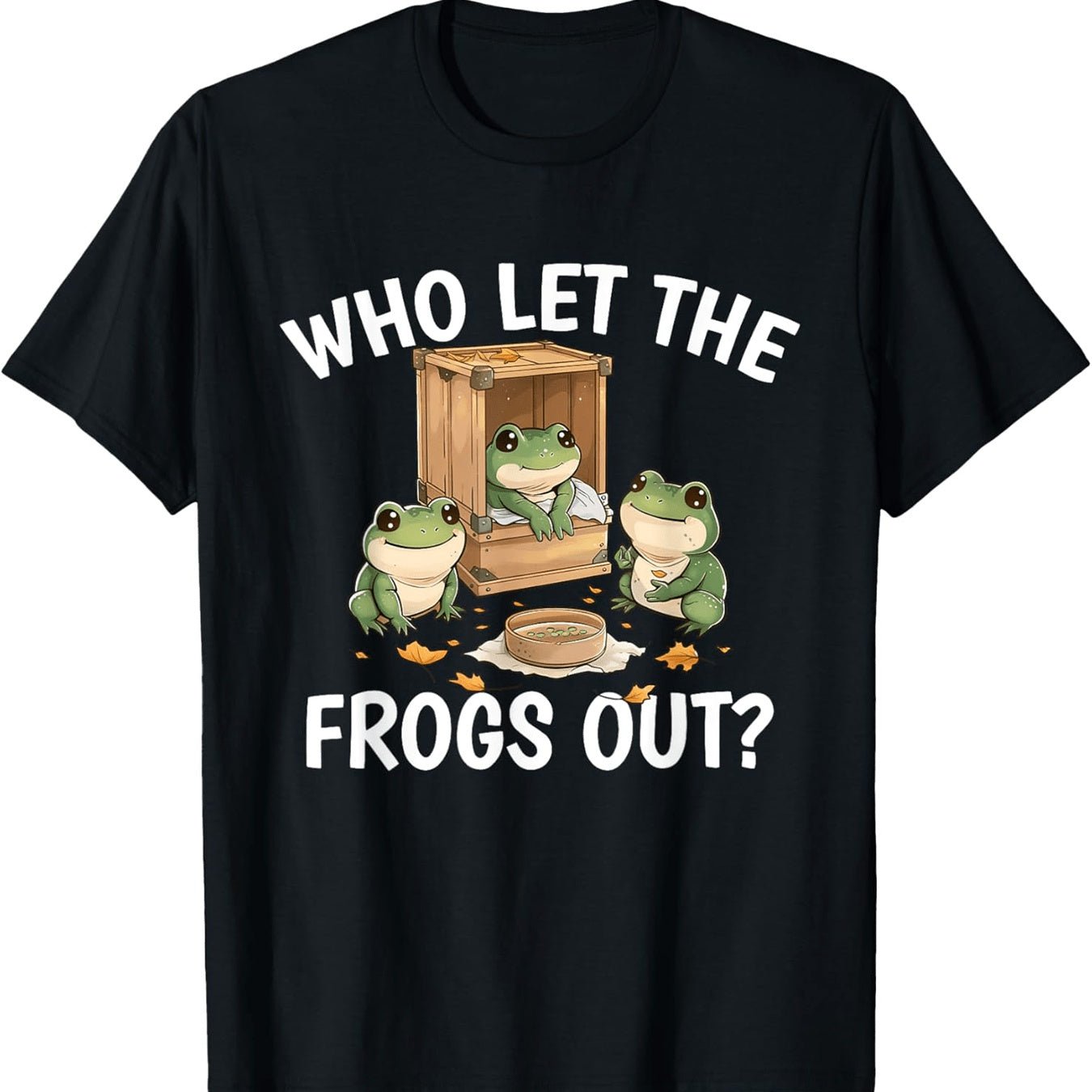 Retro Frog Escape T-Shirt – Funny Costume Tee for Frog Lovers | Halloween & Holiday Gift – Black Mens Top by SbrTnHomes