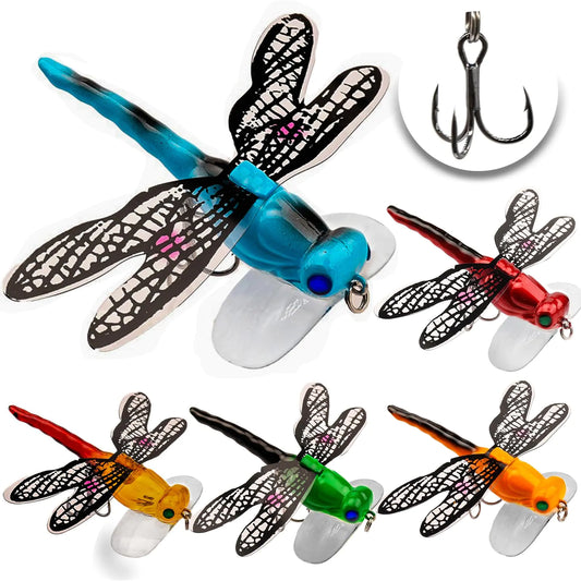 Bass & Trout Lure Set – Topwater & Sinking Mixed Baits with Hooks | 6PCS Realistic Fishing Kit – 5Pcs 20g Dragonfly Lures Fishing Gear by SbrTnHomes
