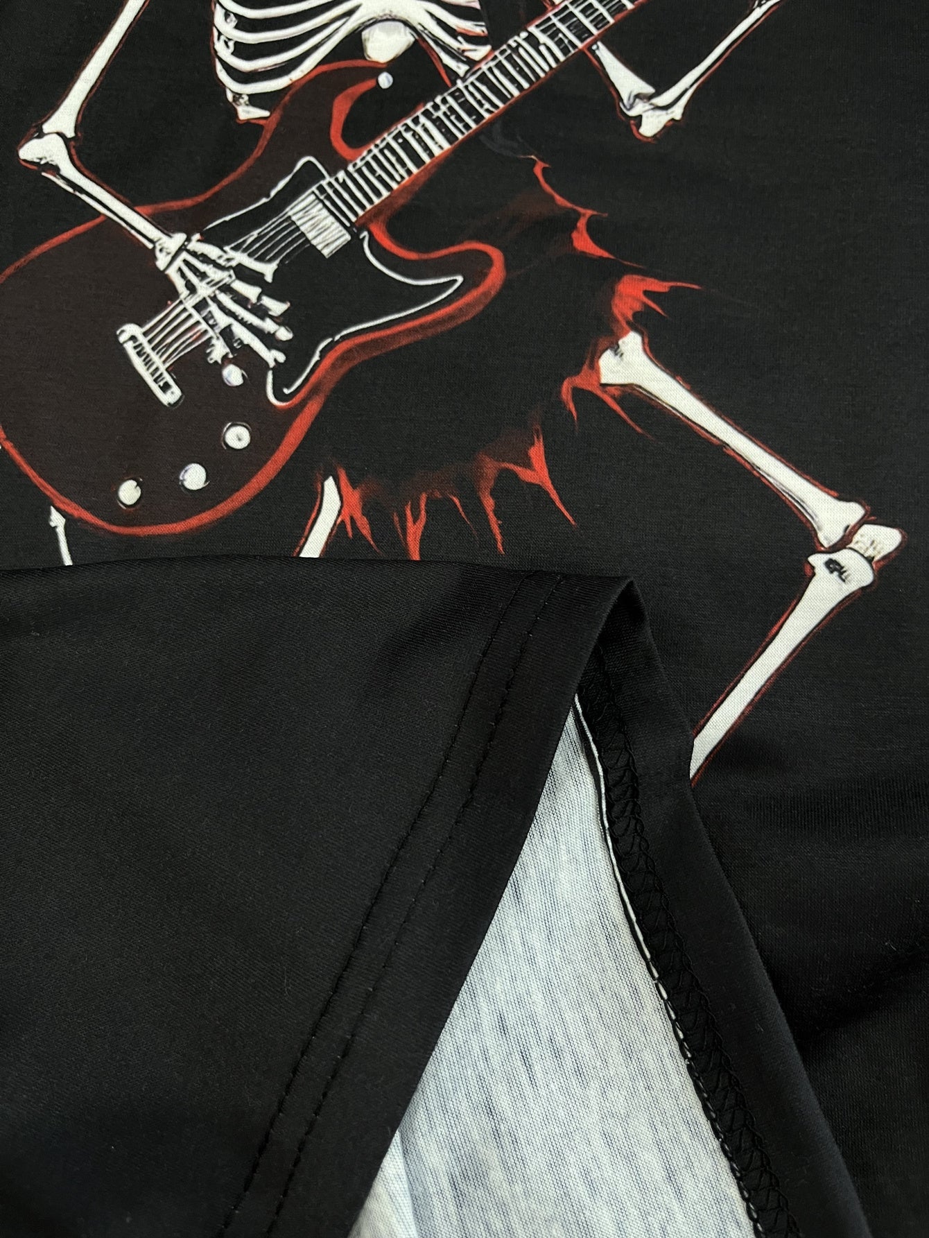 Skull Guitar T-Shirt – Men's Retro Rocker Tee for Casual & Halloween Style | Short Sleeve Streetwear – Blakc Mens Top by SbrTnHomes