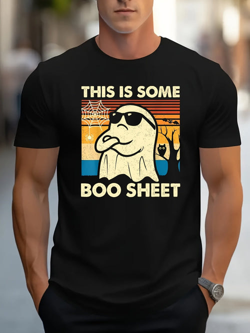 "This Is Some Boo Sheet" T-Shirt – Funny Men’s Halloween Tee | Casual Retro Graphic Shirt – Black Mens Top by SbrTnHomes