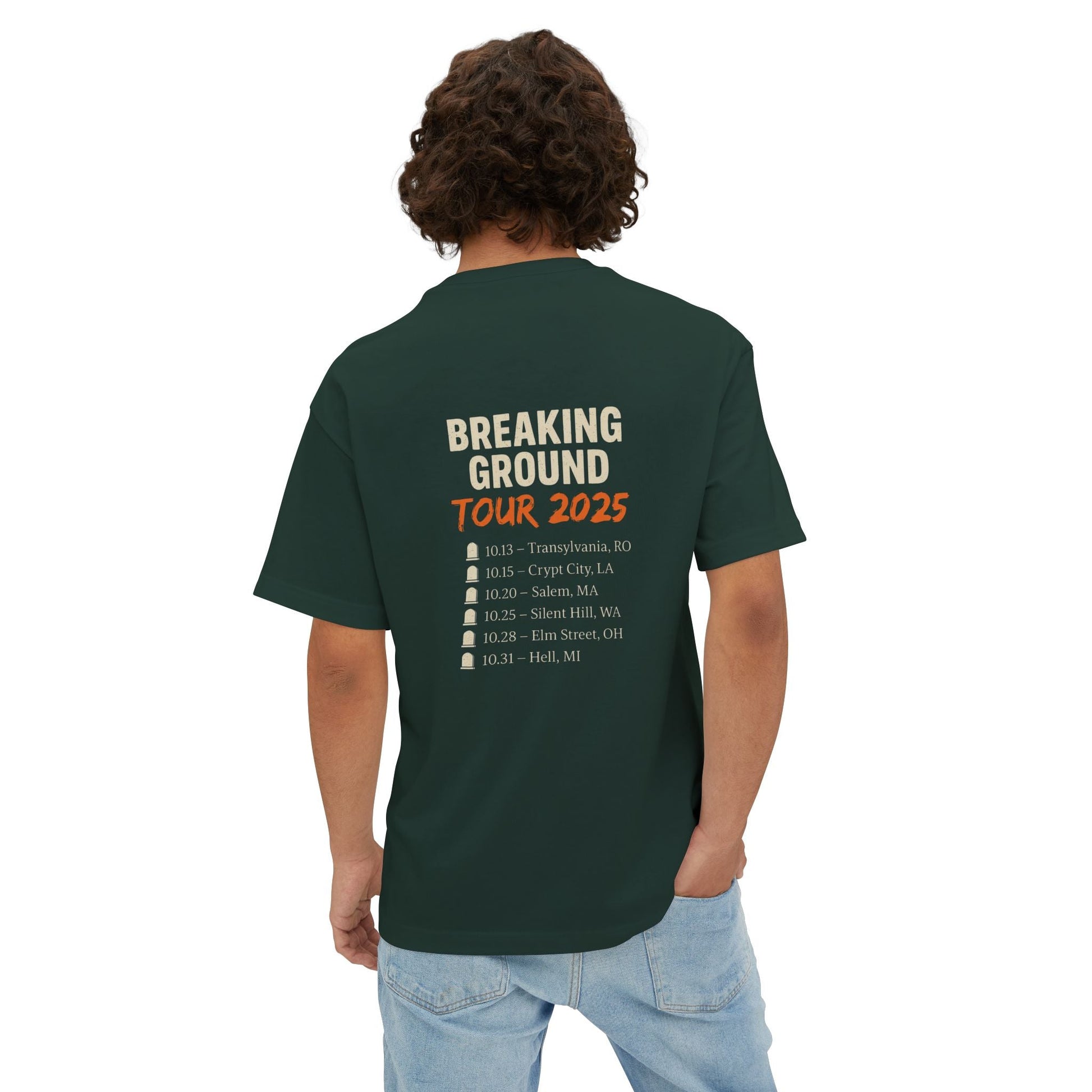 Undead Heads – Breaking Ground Tour 2025 Graphic Tee | Vintage Rock Band Shirt, Oversized Unisex Concert T-Shirt, Halloween Music Festival Merch – Navy T-Shirt by Printify