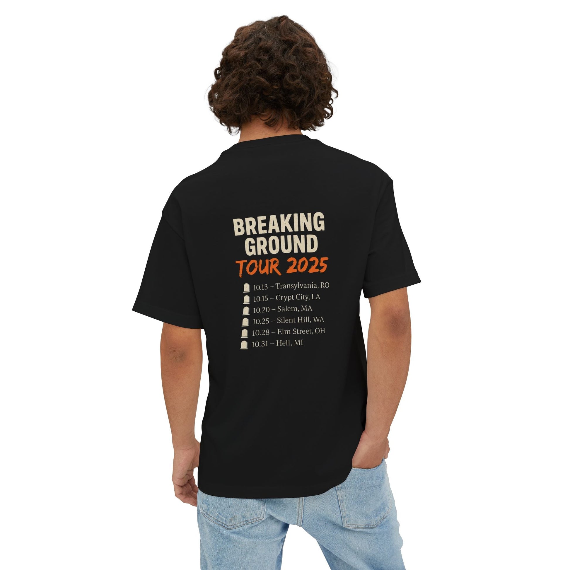 Undead Heads – Breaking Ground Tour 2025 Graphic Tee | Vintage Rock Band Shirt, Oversized Unisex Concert T-Shirt, Halloween Music Festival Merch – Navy T-Shirt by Printify