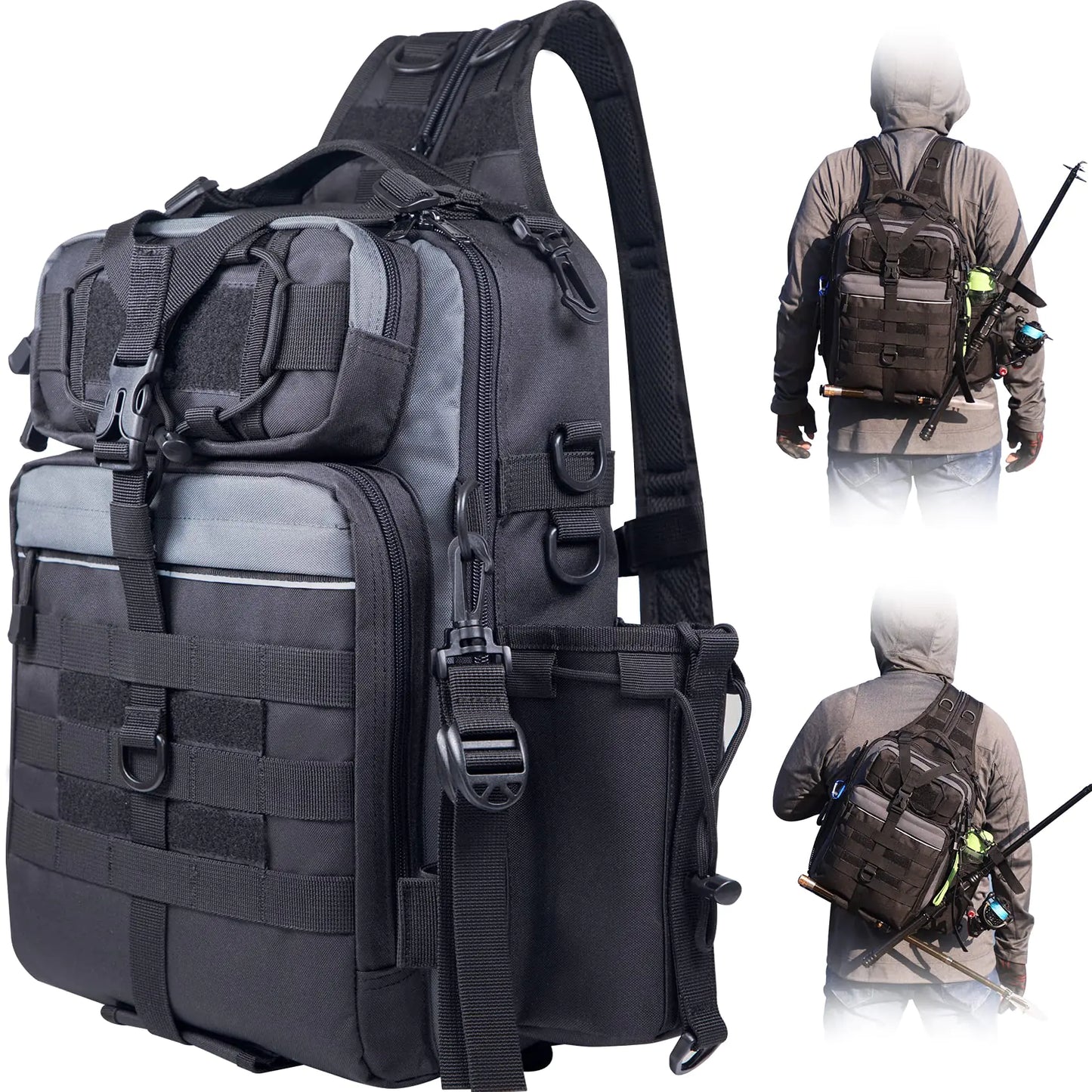 Versatile fishing gear bag with breathable mesh and multiple compartments